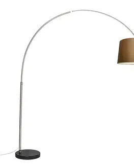 Oblúkové lampy Oceľová oblúková lampa s hnedým textilným tienidlom 45 cm - XXL
