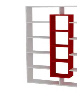 Regály SAMPLE designová knižnica, biela/červená