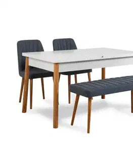 Jedálenské sety Jedálenský set s rozkladacím stolom a stoličkami (4 kusy) Santiago Atlantice-Navy Blue V2