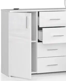 Komody a skrinky Moderná komoda TRAVI110, biely lesk