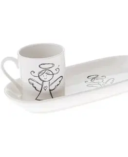 Hrnčeky a šálky Porcelánový hrnček s podtáckou Anjel 90 ml