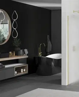 Sprchové dvere MEXEN/S - KIOTO Sprchová zástena WALK-IN 70x200 cm 8 mm, zlatá, matné sklo 800-070-101-50-30