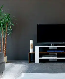 TV stolíky OSOLE úzky TV stolík, biela/orech