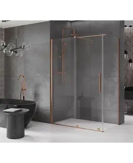 Sprchovacie kúty MEXEN/S - Velár sprchovací kút 140 x 70, transparent, kartáčovaná meď 871-140-070-01-65