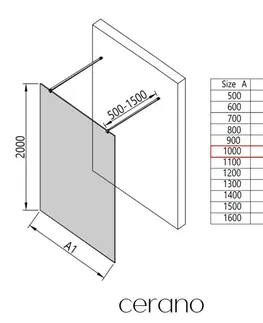 Sprchové dvere CERANO - Sprchová zástena Walk-in Onyx Duo Ľ/P - 8 mm - hranatá vzpera - čierna matná, bronzové sklo - 100x200 CER-687826