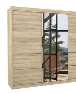 Šatníkové skrine ArtAdrk Šatníková skriňa SALTO | dub sonoma 250 cm