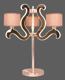 Stolové lampy Stolová lampa s 3 LED ramenami, medená, Ambrosia
