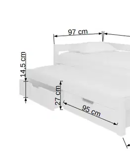 Postele NABBI Filis detská posteľ s prístelkou 90x200 cm biela