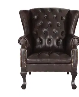 Sedacie súpravy Kreslo Chesterfield Chester z pravej hovädzej kože Brown