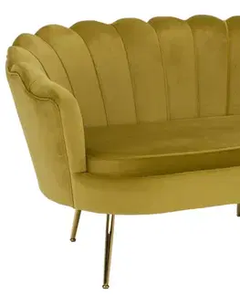 Pohovky a gauče KONDELA Noblin dvojsedačka horčicová (Velvet) / zlatá