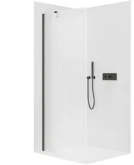 Sprchové dvere CERANO - Sprchová zástena Walk-in Onyx YL/P - 8 mm - čierna matná, ryhované sklo - 80x200 CER-8050BD1162