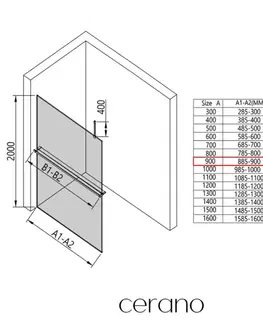Sprchové dvere CERANO - Sprchová zástena Walk-in Onyx Top Cube Ľ/P - 8 mm - hranatá vzpera + polička/držiak na uteráky - čierna matná, bronzové sklo - 90x200 CER-690193