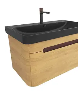 Kúpeľňový nábytok Kúpeľňová skrinka s umývadlom SAT Fusion 77,5x43x45 cm dub medový mat SATFUSION80DMBKMBA SATFUSION80DMBKMBA