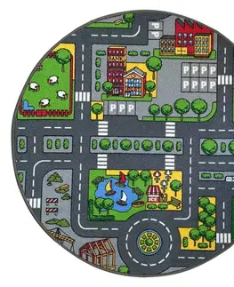 Koberce pre deti Koberec Kids Duoplay 1,0/1,0 okrúhly sivý