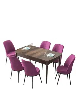 Jedálenské sety Extendable Dining Table & Chairs Set (7 Pieces) Zen - Baroque, Purple
