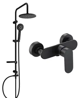Sprchy a sprchové panely MEXEN/S - Carl sprchový stĺp vrátane sprchovej batérie Milo, čierna 71340240-70