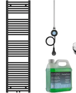 Doplnky do kúpeľne CERANO - Kúpeľňový elektrický radiátorový set Benito - WIFI - 600W - čierna matná - 1700x450 mm CER-911258