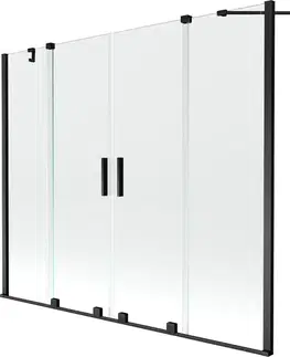 Sprchové dvere MEXEN/S - Velar Duo Dvojkrídlová posuvná vaňová zástena 200 x 150, transparent, čierna 896-200-000-02-70