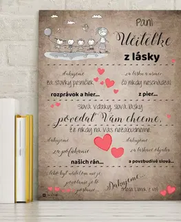 Tabuľky s venovaním (darčeky) Darček pre učiteľku - Poďakovanie učiteľke na Deň učiteľov - personalizovaná tabuľka