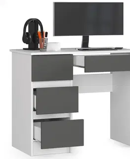 Písacie stoly Moderný písací stôl ZEUS90L, biela / grafit