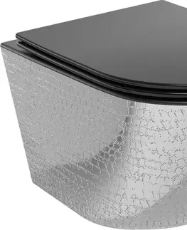 Záchody MEXEN - Lena Závesná WC misa vrátane sedátka s slow-slim, duroplast, čierna mat / strieborný vzor 30224072