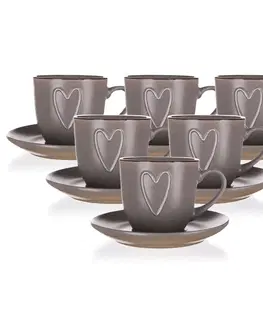 Hrnčeky a šálky BANQUET Šálka s podšálkou HEART 260 ml, hnedá, 