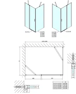 Sprchové dvere POLYSAN - ZOOM obdĺžniková sprchová zástena 1100x800 L/P varianta ZL1311ZL3280