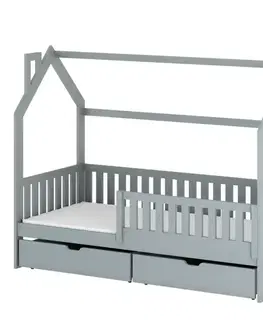 Detské postele Posteľ Domček Natan 90x200 sivá
