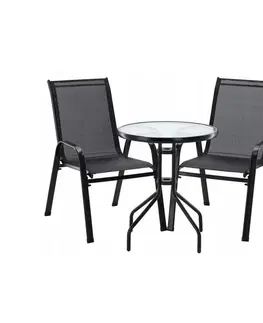 Záhradné zostavy Záhradný balkónový set Stela 3 ks, čierna 
