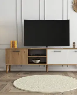 TV stolíky HANDYTV stolík na nožičkách, dub / biela
