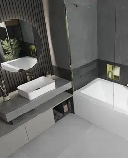 Vane MEXEN/S - Cube obdĺžniková vaňa 170 x 80 cm s panelom + zástena 1- diel 90, transparent, zlatá 550517080X9509000050