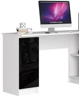 Písacie stoly Moderný písací stôl SCYL155P, biely / čierny lesk