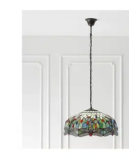 Svietidlá Endon 66148 - Luster na reťazi Tiffany DRAGONFLY 3xE27/60W/230V pr. 50 cm 66148