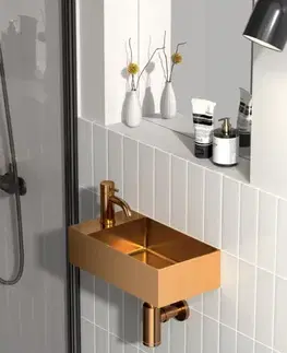 Umývadlá Závesné umývadlo v ružovozlatej farbe SAT Aurum 36x18 cm bez prepadu SATAUR3618BRG SATAUR3618BRG