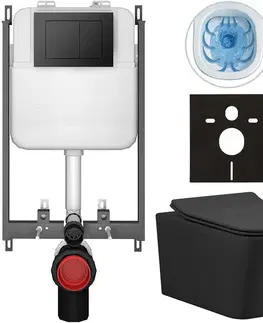 Záchody CERANO - Kompletný WC set Basic/Forte - čierna matná - WC tlačidlo Maxio/Čierna - na zamurovanie - 51x36 CER-8050BD86396