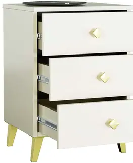 Nočné stolíky MEJBY elegantný nočný stolík K-03, kašmír/zlatá