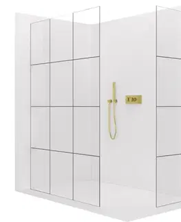 Sprchové dvere CERANO - Sprchová zástena Walk-in Crystal TL/P - 8 mm - bezvzperový systém - zlatá, industriálne sklo - 160x120x200 CER-8050BD5882