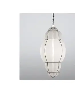 Svietidlá SIRU - Luster na reťazi RIVISTO 1xE27/60W/230V pr. 45 cm čierna/biela benátske sklo MS658-060BLL