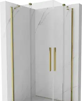 Sprchovacie kúty MEXEN/S - Velar Duo štvorcový sprchovací kút 90 x 80, transparent, zlatá 871-090-080-02-50