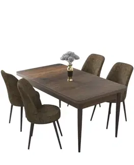 Jedálenské sety Dining Table & Chairs Set (5 Pieces) Nil - Baroque, Brown