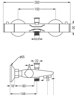 Kúpeľňové batérie MEXEN - Termostatická vaňová batéria Nox, čierna 77350-70