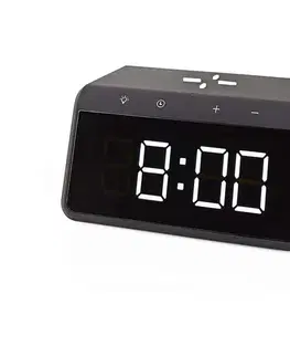 Predlžovacie káble  WCACQ30BK - Budík s LCD a bezdrôtovou nabíjačkou 15W/5V čierny WCACQ30BK