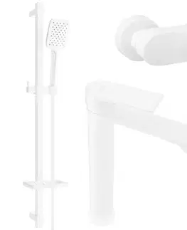Kúpeľňové batérie MEXEN/S - Royo DQ62 Set umývadlové a sprchová batéria s príslušenstvom, biela - 72214DQ62-20 72214DQ62-20