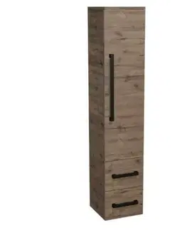 Kúpeľňový nábytok Kúpeľňová skrinka vysoká s čiernou úchytkou SAT Cube Way 35x163x33 cm dub Wellington mat CUBE3CV35DW CUBE3CV35DW