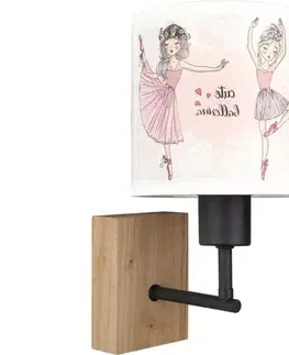 Svietidlá BRILAGI - Nástenné svietidlo BOBO WOOD 1xE27/25W/230V dub/čierna/biela/ružová/balerínky BG1561+BG5591