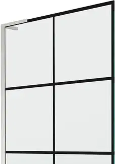 Sprchové dvere MEXEN/S - Next L vaňová zástena FIX 90 x 150, čierna vzor, nikel kartáčovaná 895-090-000-03-77-97