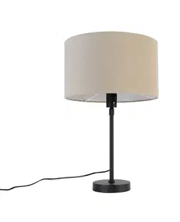 Stolné lampy Stolná lampa čierna nastaviteľná s tienidlom svetlohnedá 35 cm - Parte