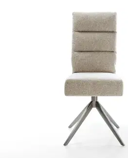 Jedálenské stoličky DELIFE Jedálenská stolička Pela-Flex tkanina mäkký béžová krížová podstava široká grafitová 360° otočná hojdacia funkcia vrecková pružina