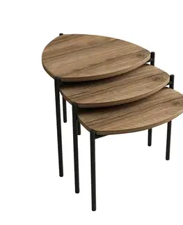 Konferenčné stolíky Odkladací stolík Lenny Walnut, 3 ks