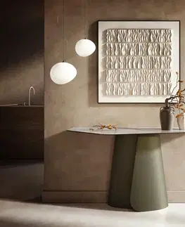 Konzolové stolíky DELIFE Konzolový stolík Edge polygonálny 140×50 cm keramika onyx perla Livos kov titánová farba